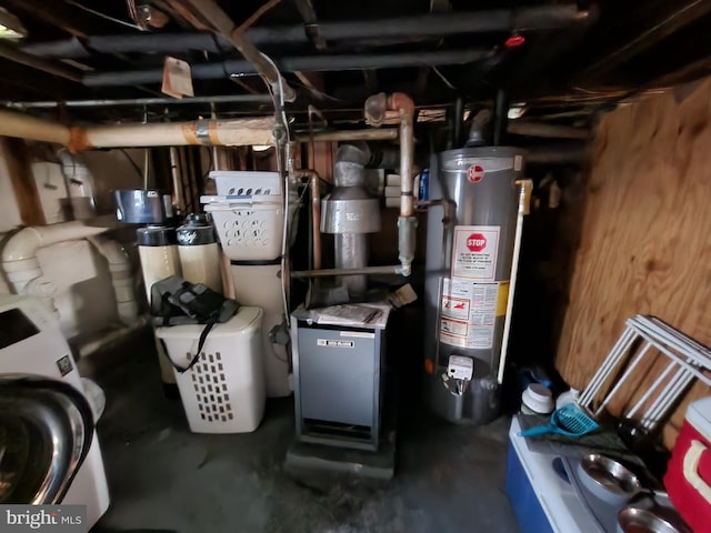 utility room with gas water heater