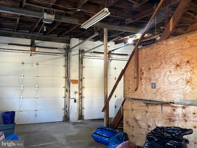 garage with a garage door opener