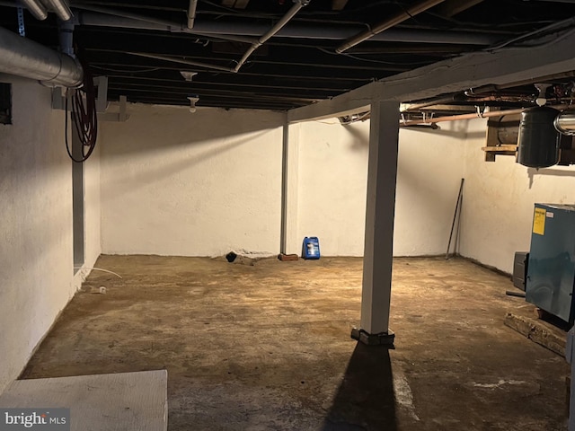 view of unfinished basement