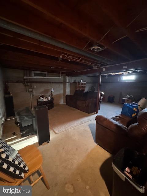 view of unfinished basement