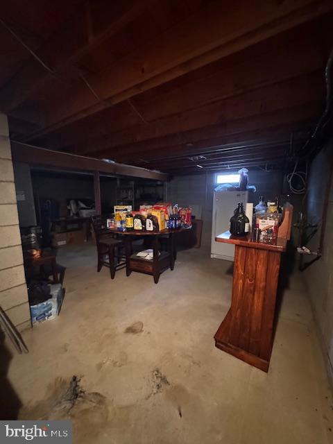 view of unfinished basement