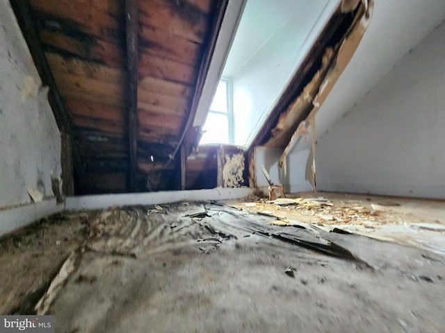 view of unfinished attic