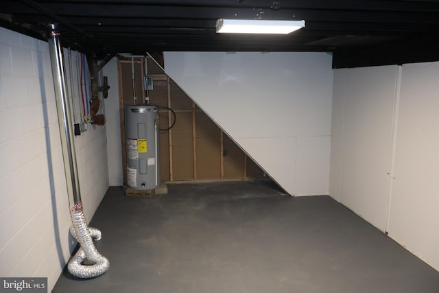 basement with water heater