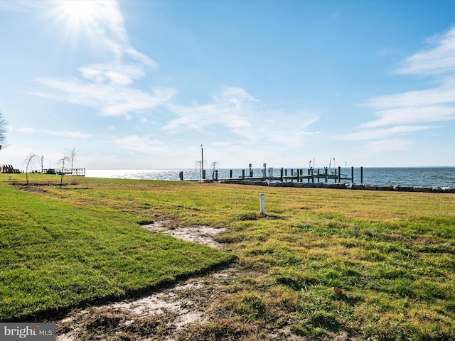 view of yard with a water view