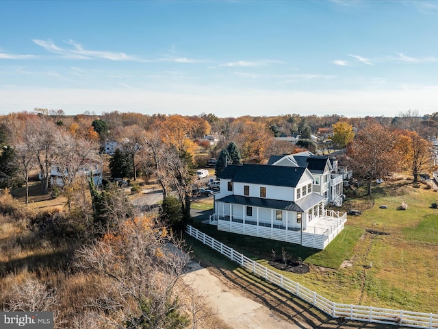 drone / aerial view featuring a rural view