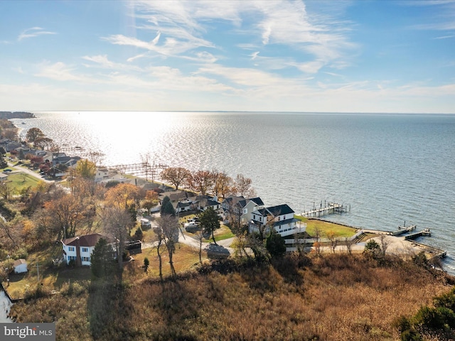 property view of water featuring a residential view and a dock