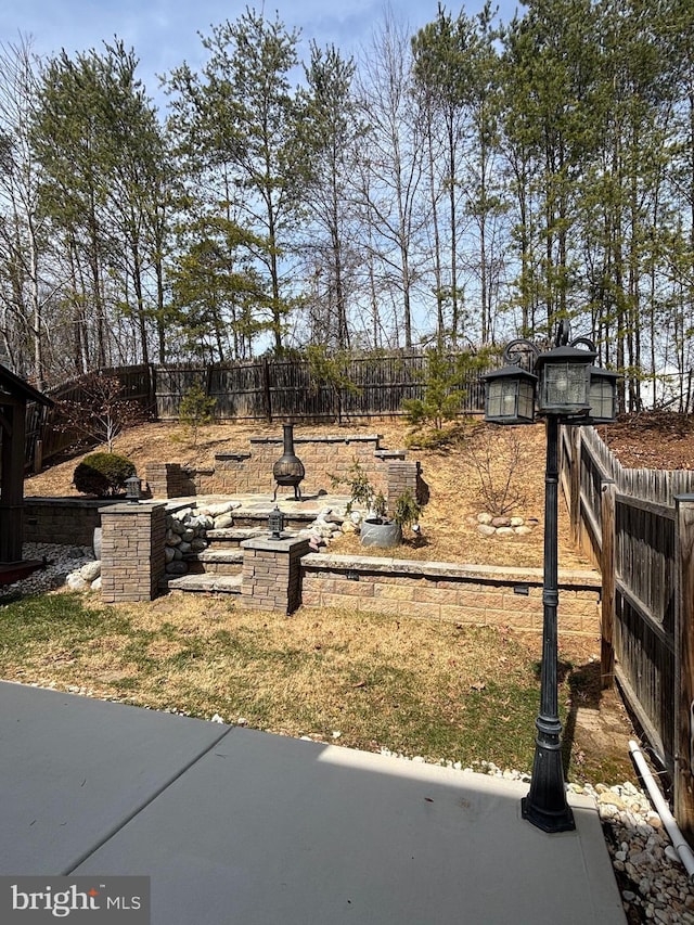 view of yard with a fenced backyard