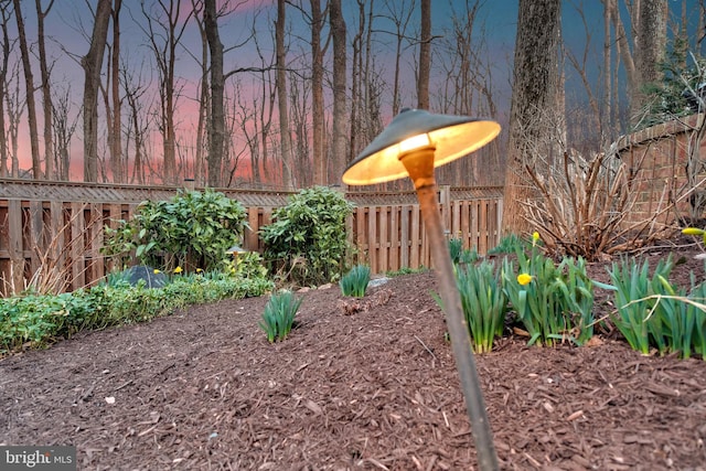 view of yard featuring a fenced backyard