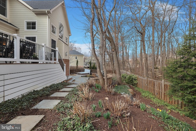 view of yard featuring fence