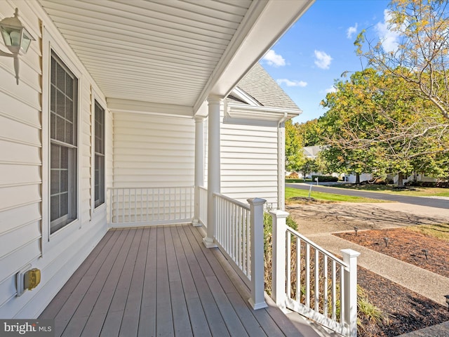 deck with a porch