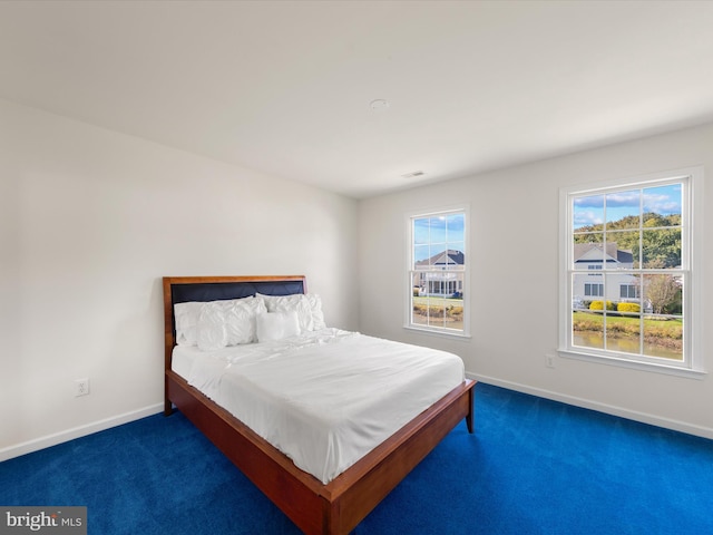 bedroom with baseboards and carpet floors