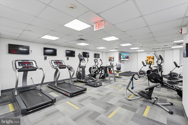 191 Presidential Blvd Unit R1018-1019, Bala Cynwyd, PA 19004 - exercise room featuring a drop ceiling and carpet