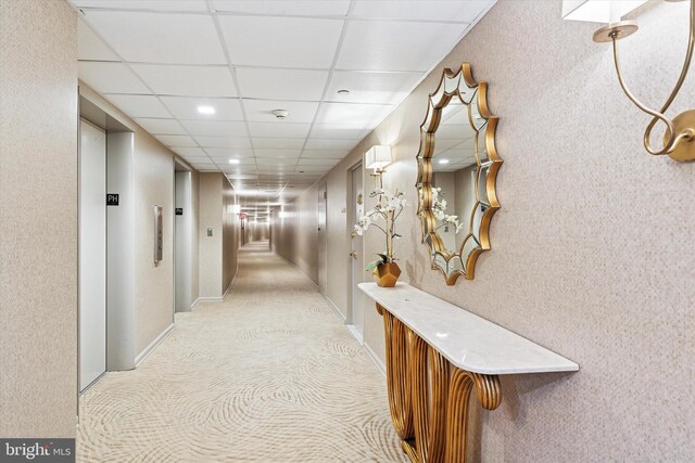191 Presidential Blvd Unit R1018-1019, Bala Cynwyd, PA 19004 - corridor featuring carpet flooring, a paneled ceiling, and recessed lighting