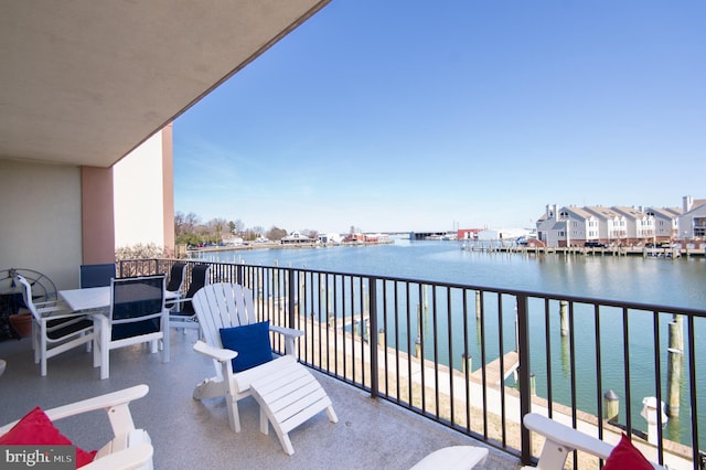 balcony with a water view