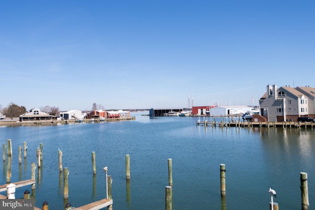 dock area featuring a water view