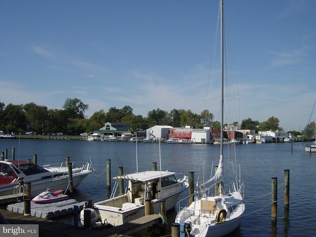 view of dock featuring a water view