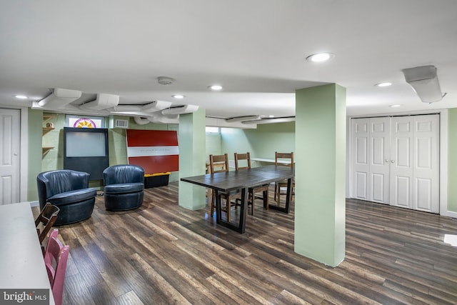 interior space with recessed lighting, visible vents, and wood finished floors