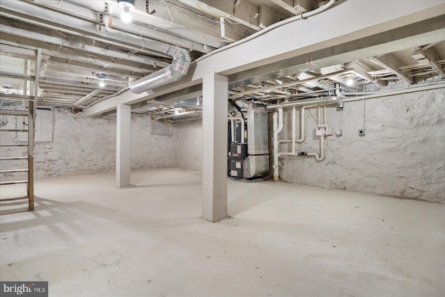 unfinished basement with heating unit