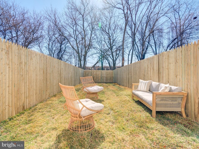 view of yard featuring a fenced backyard