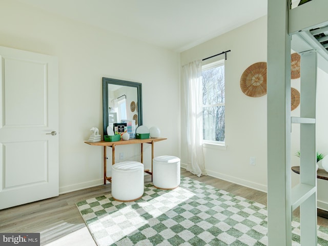 interior space featuring wood finished floors and baseboards