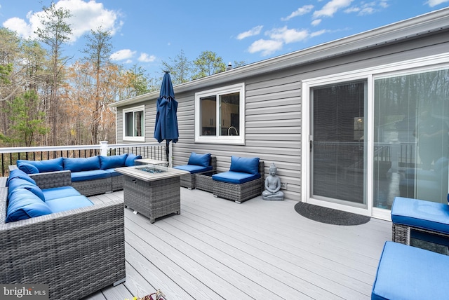 502 Dembytown Rd, Joppa, MD 21085 - deck featuring an outdoor living space with a fire pit