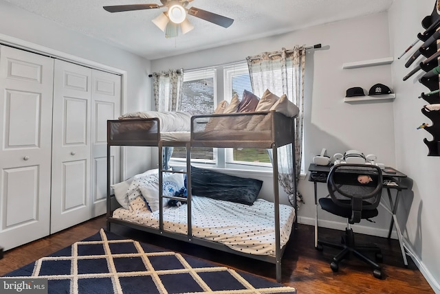 502 Dembytown Rd, Joppa, MD 21085 - bedroom featuring a ceiling fan, wood finished floors, baseboards, and a closet