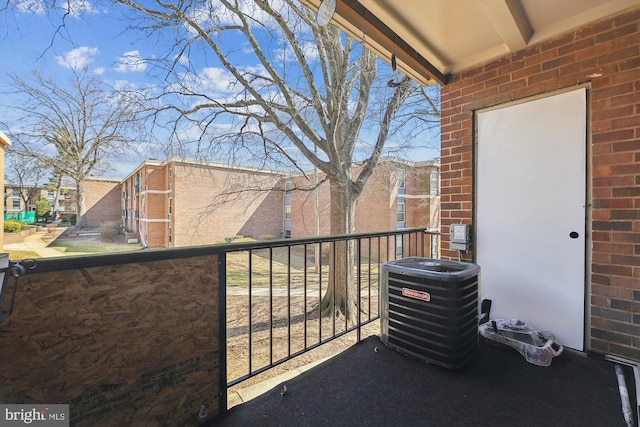 balcony featuring central AC unit