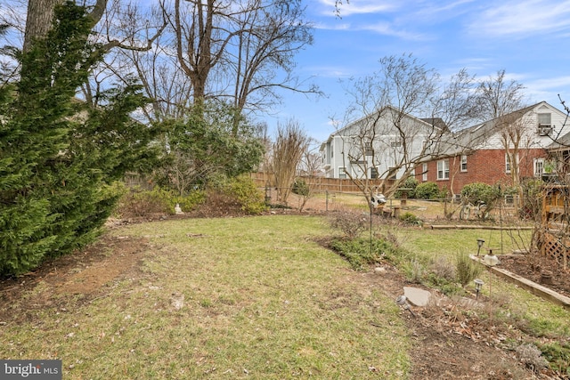 view of yard featuring fence