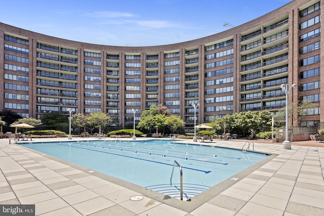 pool with a patio area