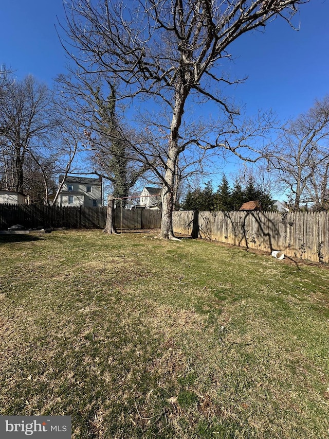 view of yard featuring a fenced backyard