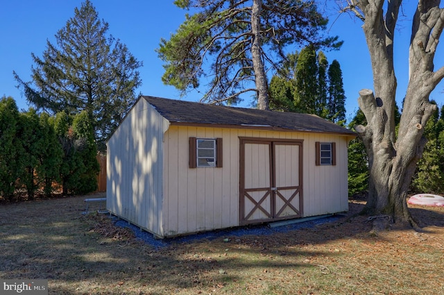 view of shed