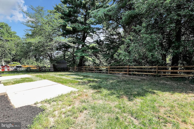 view of yard featuring a patio and a fenced backyard