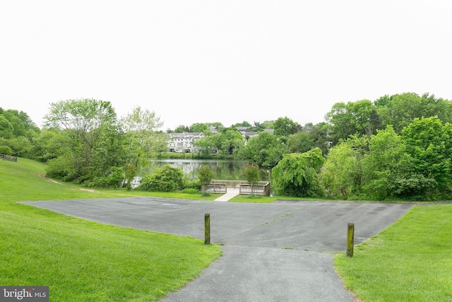 view of street featuring a water view