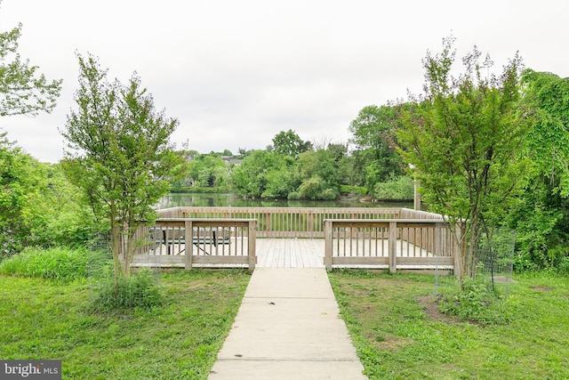 view of dock featuring a deck