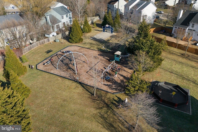 bird's eye view with a residential view