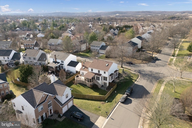 bird's eye view featuring a residential view