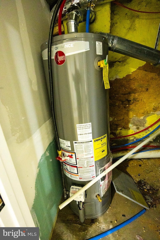 utility room with gas water heater