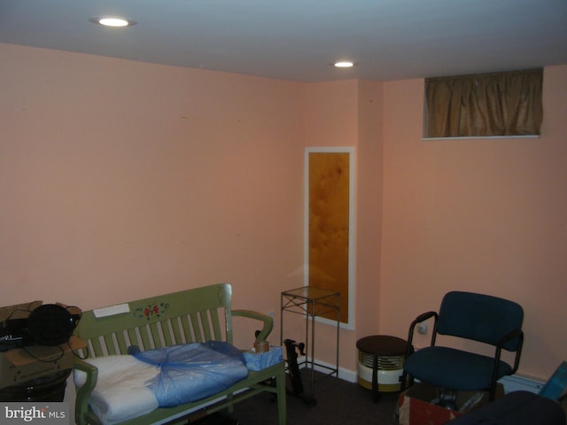 bedroom featuring recessed lighting and baseboards