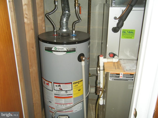 utilities with heating unit and gas water heater