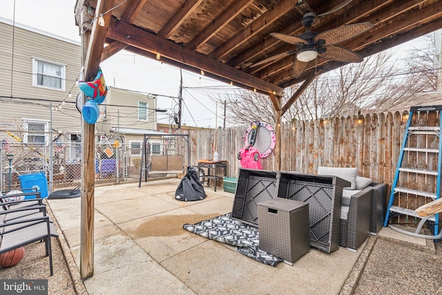 3144 Gaul St, Philadelphia, PA 19134 - view of patio / terrace featuring a fenced backyard and a ceiling fan