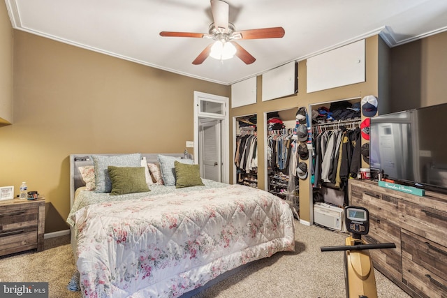 3144 Gaul St, Philadelphia, PA 19134 - bedroom with carpet flooring, ornamental molding, and a ceiling fan