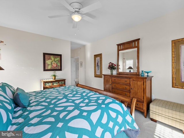 bedroom featuring carpet flooring and ceiling fan