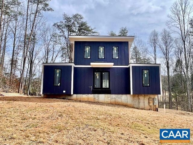 exterior space featuring board and batten siding