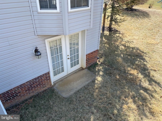 exterior details featuring french doors