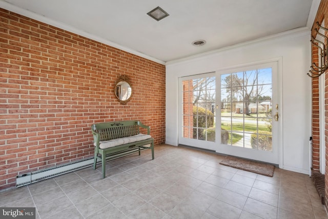 unfurnished sunroom with visible vents