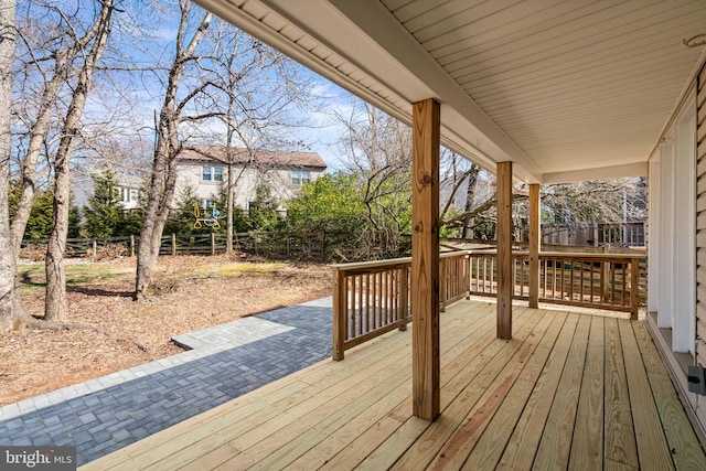 wooden terrace with fence