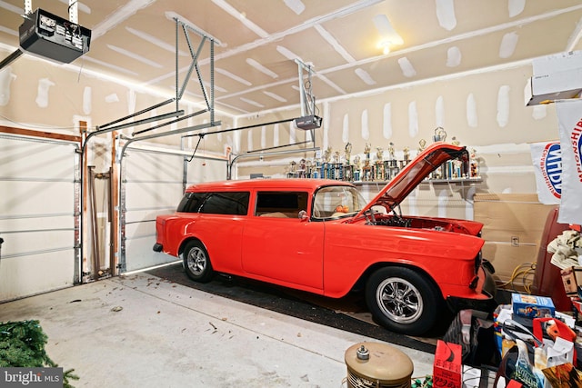 garage with a garage door opener