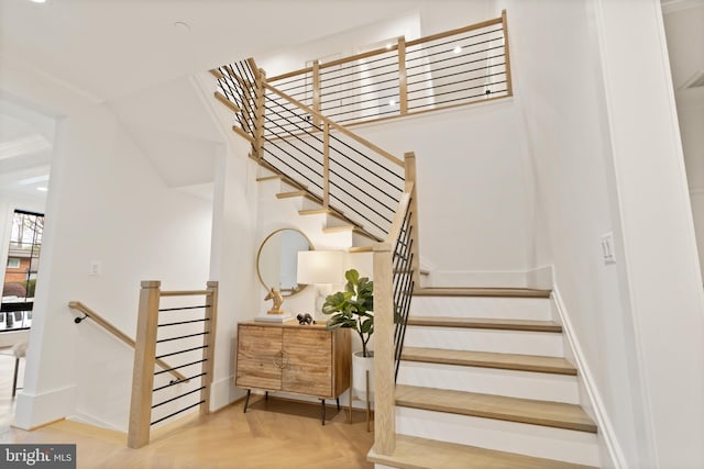 stairway with baseboards