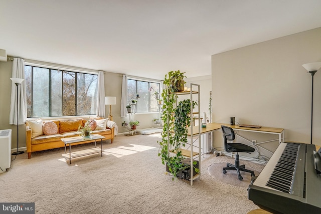 carpeted office space with baseboards