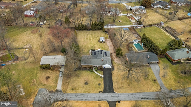 aerial view featuring a residential view